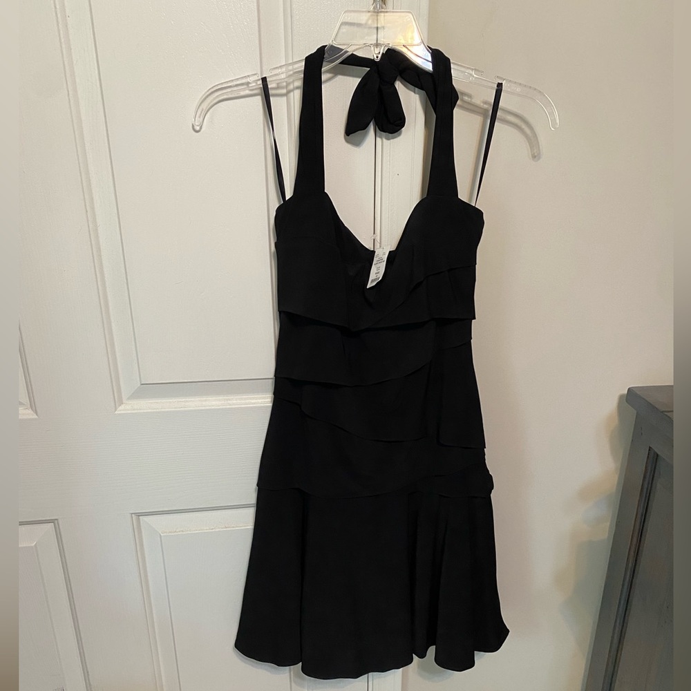 White House black market instantly slimming black halter dress Flippy hem IS NWT